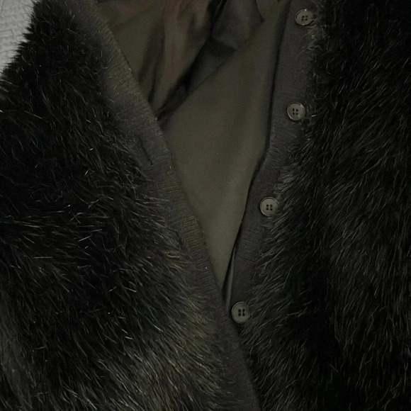 Lilli Ann Faux Fur vintage Black Bomber Jacket Sz medium Made In USA - Picture 7 of 8